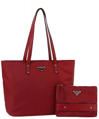 Nylon Triangle Plaque 2-in-1 Shopper GLV0109 RED